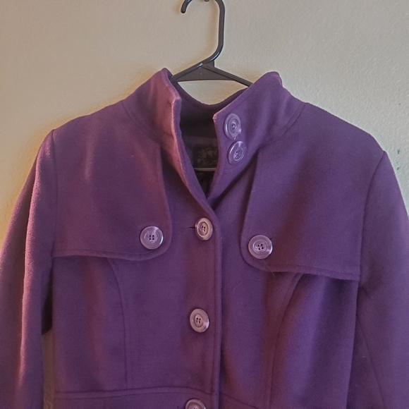 Mine Purple Winter Button Pea coat Small - Picture 3 of 6
